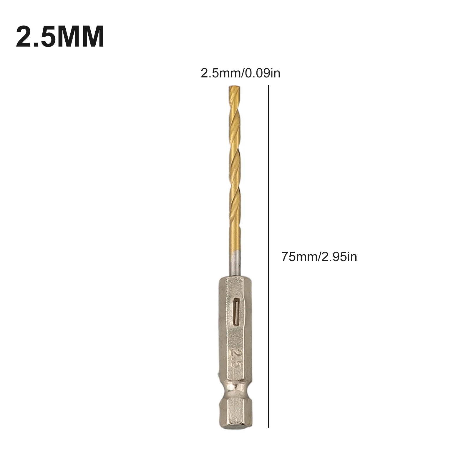 Nueva broca Vástago hexagonal 13 Acero de alta velocidad diferente 1,5 mm/0,06\\\" Oro 1/4\\\" Vástago hexagonal 1 pieza 2,0 mm/0,08\\\"