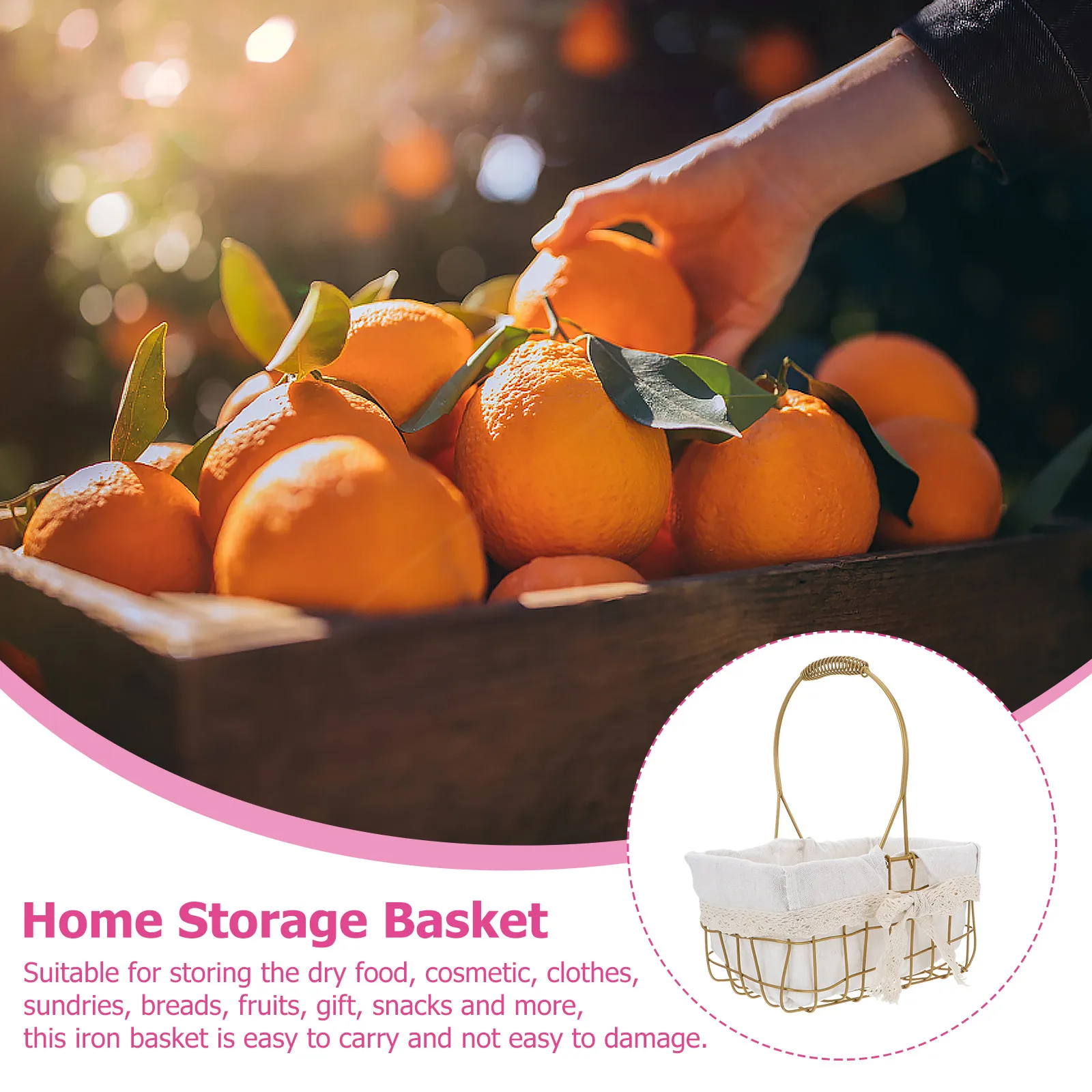 

1 шт. кованая корзина для хранения в деревенском стиле с тканевым вкладышем премиум-класса для организации домашней одежды и аксессуаров