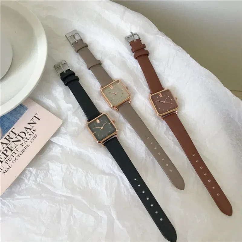 Watch Women Leather Strap Sports Watch Fashion Casual Ladies Simple Temperament Square Watch for Female Clock Reloj Para Mujer