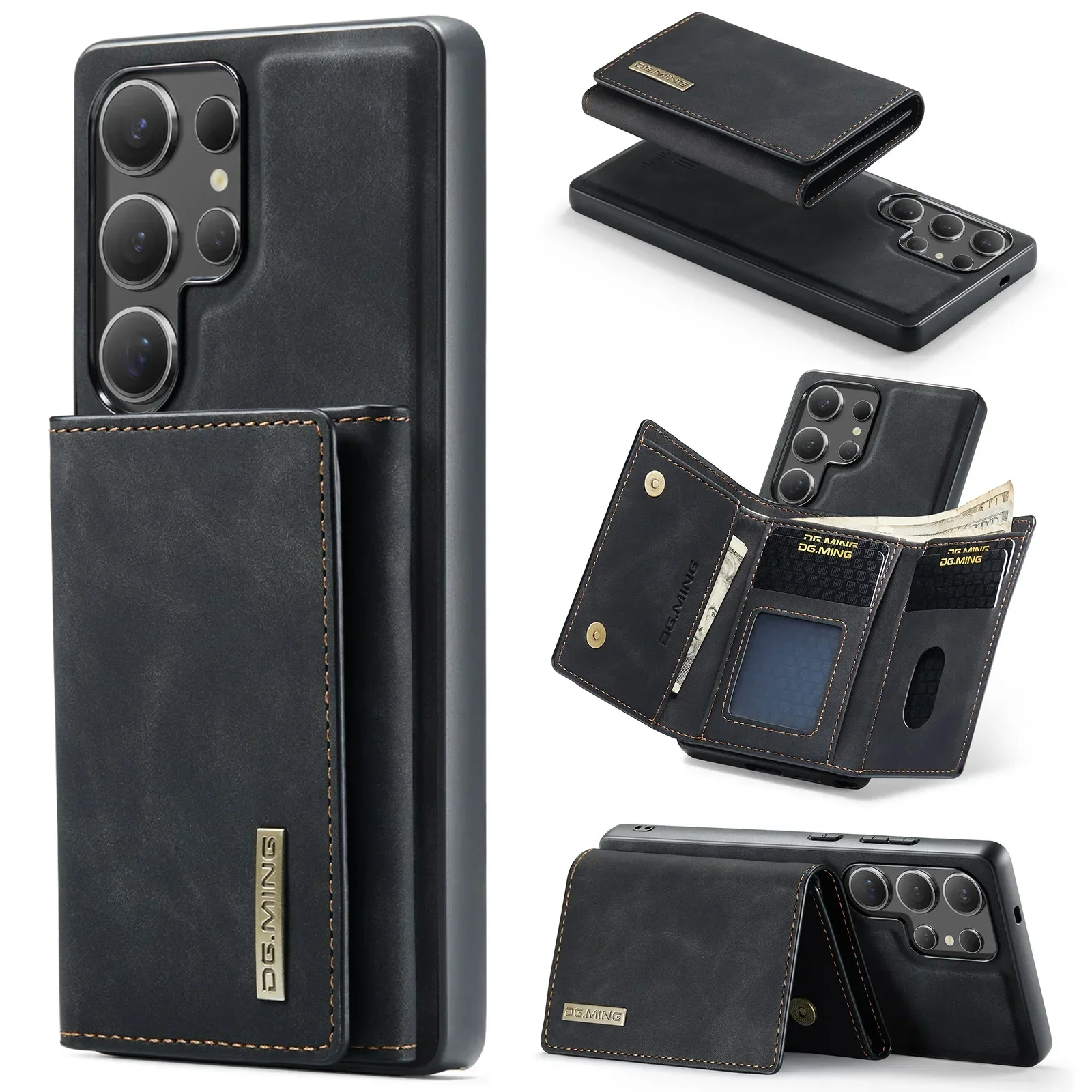 

2 In 1 Magnetic Case For Samsung Galaxy S25 S24 S23 S22 Ultra A55 A35 A15 A56 A36 4G 5G Wallet Leather Card Holder Pocket Cover