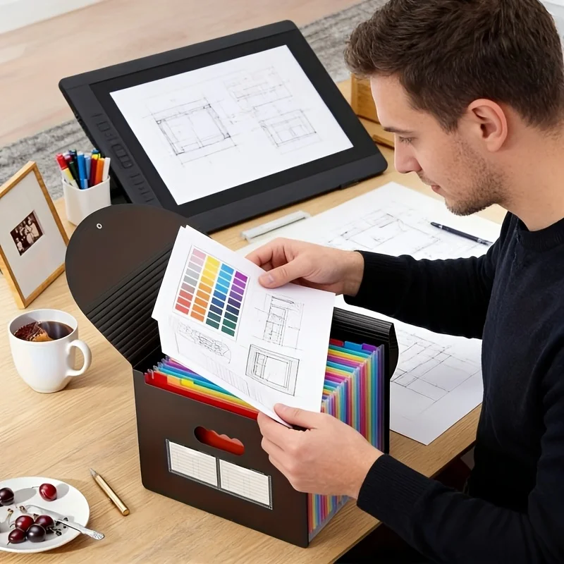 1 expandable document organizer with 25 pockets, plastic loose-leaf binder design, compatible with both A4 and letter sizes
