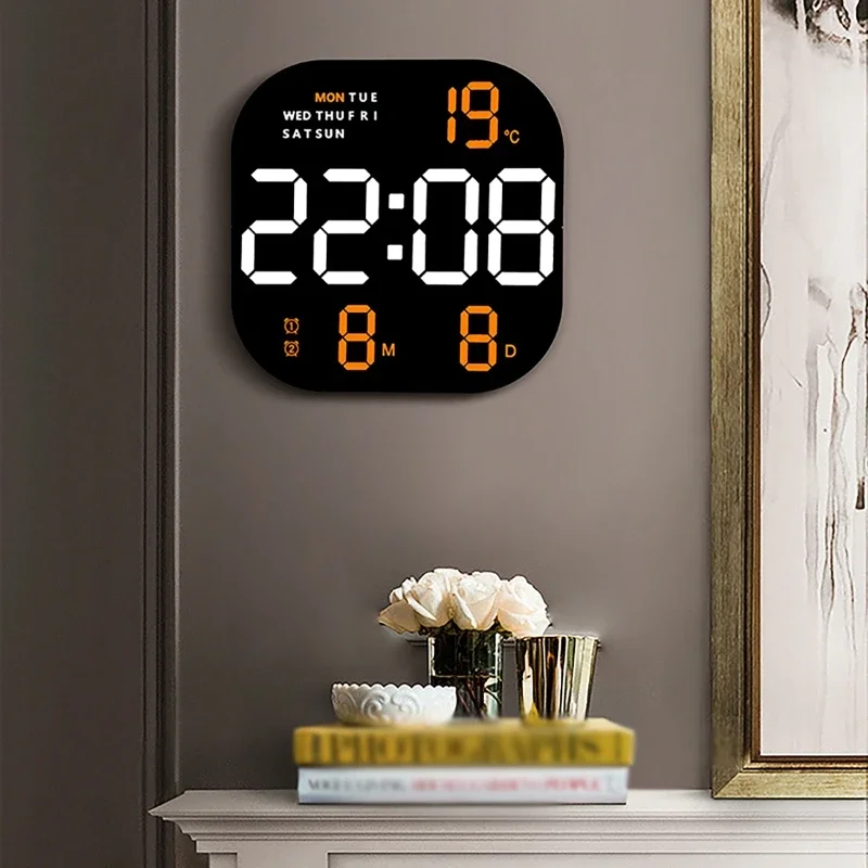 Digital Large Wall Clock Temp Humidity Remote Control Automatic Light Sensor Timer Countdown LED Alarm Clock For Living Room Gym