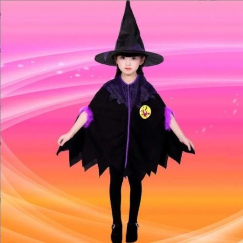 Costume d'halloween pour enfants, cape de sorcière, costume de cosplay, petite fête