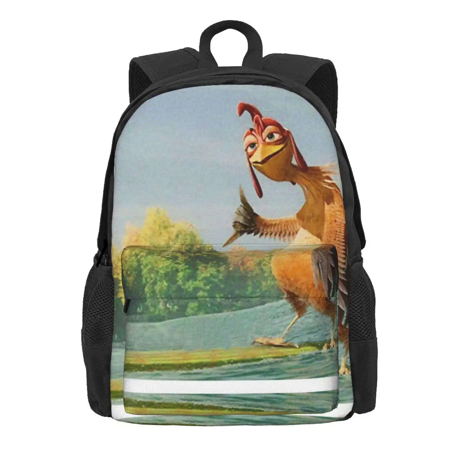 Chicken Joe ( No Words ) 3d Print Design Backpack Student Bag Chicken Joe Surfs Up Beach Shakas Movie Waves Board Surfing