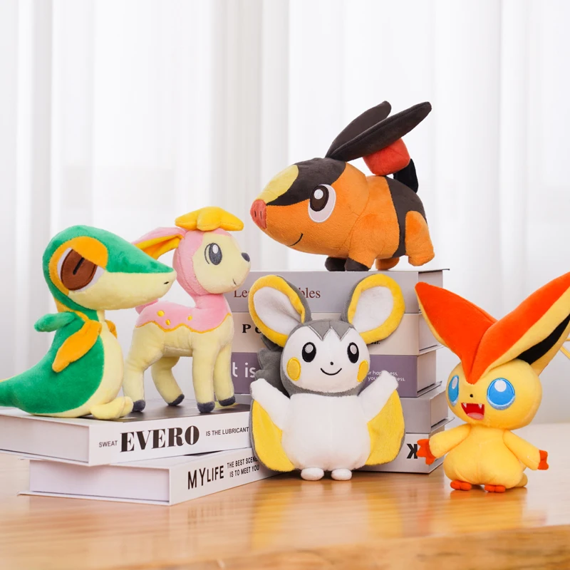 Cartoon i più nuovi giocattoli di peluche Pokemon Victini teppig Deerling Nivy emopa farcito Kawaii Claw Machine Dolls Room Decor regali per bambini