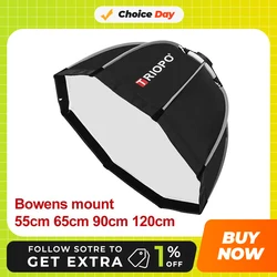 Triopo K2 55cm 65cm 90cm Photo Bowens Mount Portable Octagon Umbrella Outdoor SoftBox + Carrying Bag for Studio Flash Softbox