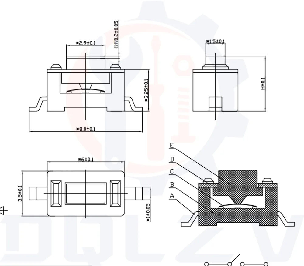SMD Tact Switch 3X6X4.3MM connectors Push button 3*6*4.3mm Tactile Switches