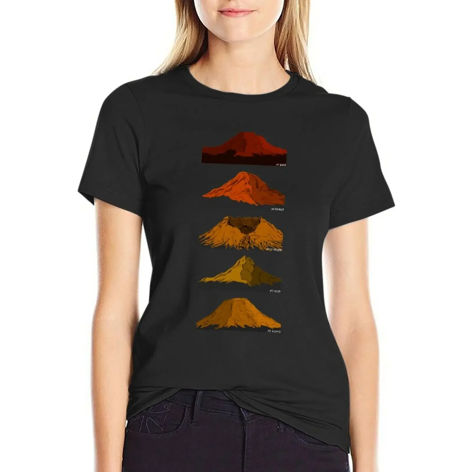 

Cascade Volcanoes Red Orange Gold T-Shirt aesthetic clothes anime clothes graphics black t-shirts for Women