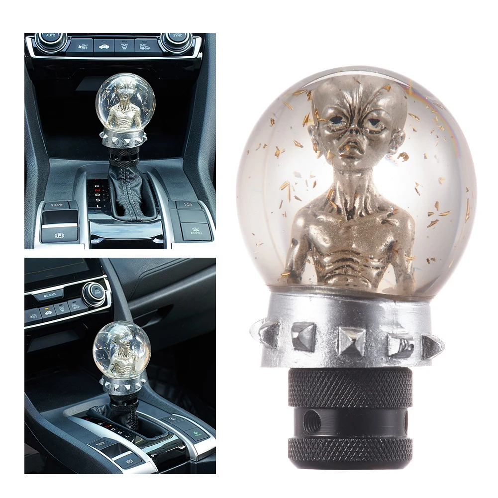 Styling Gear Knob Alien Statue Artistic Racing Gear Shifter Knob Fit Universal MT AT Car With Adapter Easy Install Interior Part