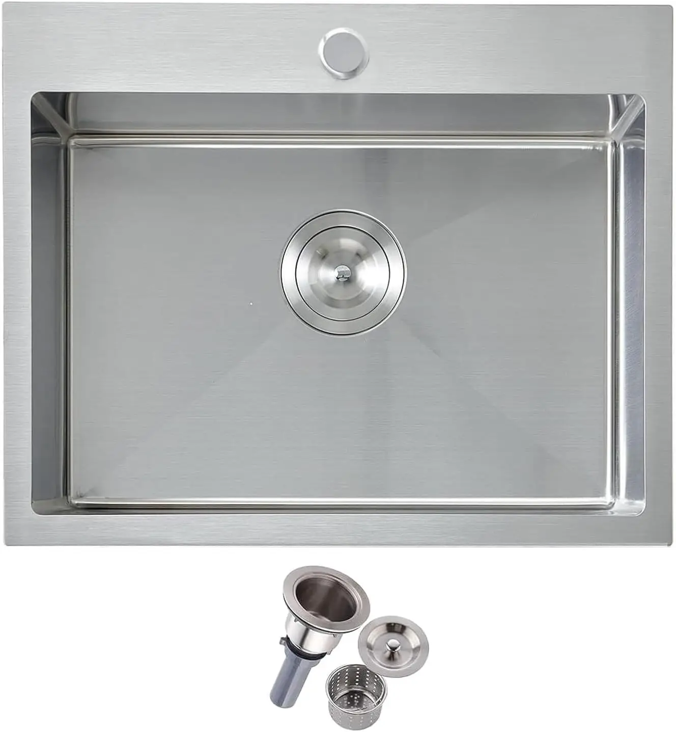

20x16 Inch Stainless Steel Drop-In Kitchen Sink, Single Bowl Bar Sink with Brushed Nickel Finish, Durable and Easy to Install