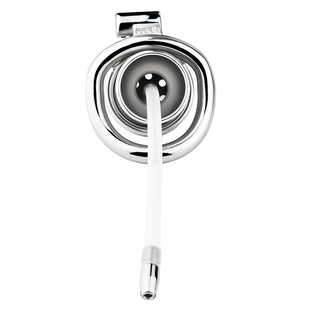 FRKO Tiny Button Inverted Sissy Male Chastity Cage Device With Detchable Urethral Catheter CBT Adult Games Erotic Sex Toys Men - view 4