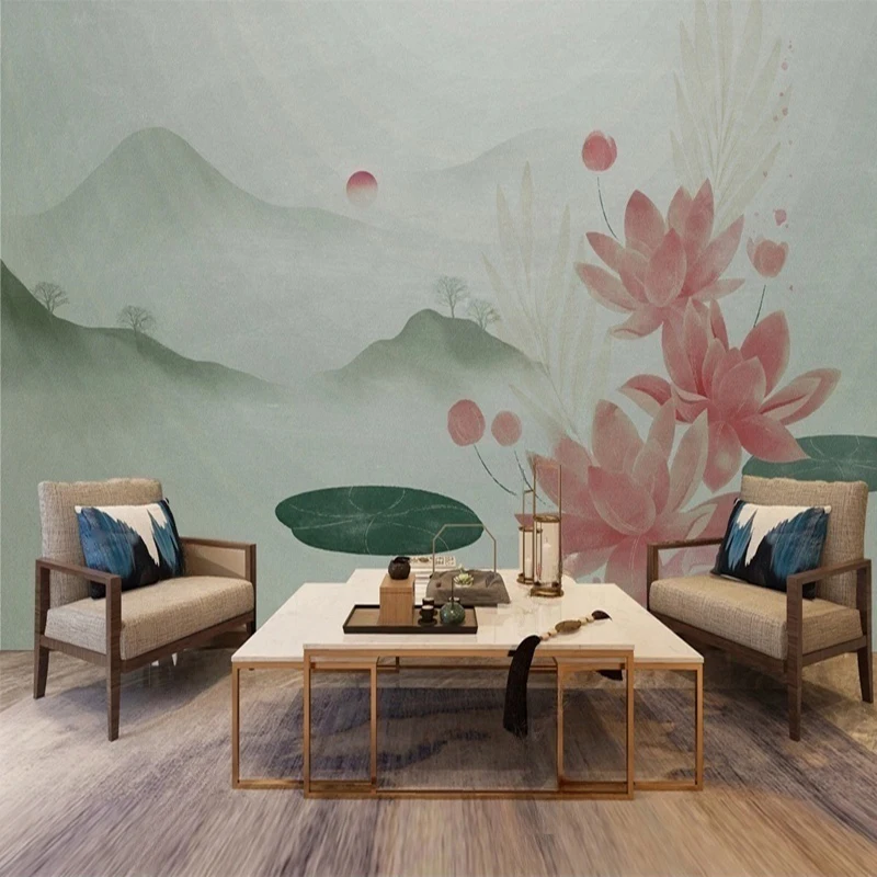 MU8639 Mural Wallpaper Nordic Leaf With Feathery Lines Oil Painting Flower Pattern Home Decor Wall Photo Papel De Parede 3D