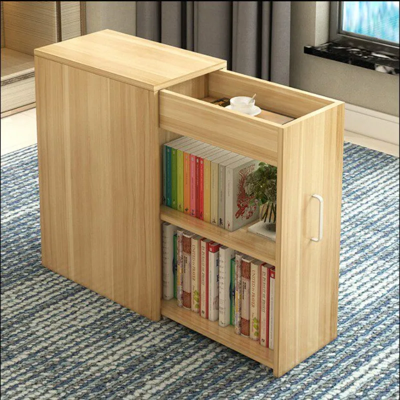 Seam storage cabinet Pull-out mobile with door Small bookcase rack Table side cabinet Low locker Small apartment locker Narrow