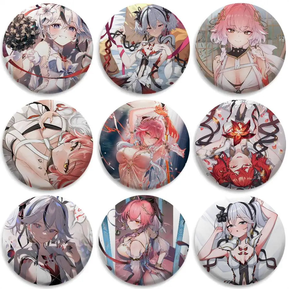 

C-changli Camellya Cute Badges Round Exquisite Badge Brooches Creative Pins For Clothes Hat Backpack Gift Accessories