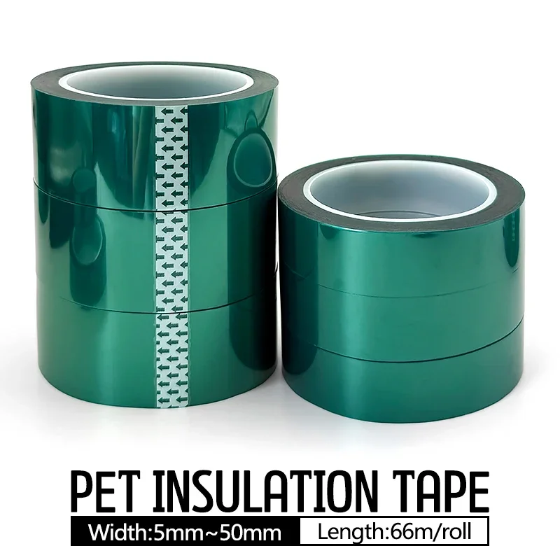 PET Heat-Resistant High Temperature Masking Shielding Adhesive Tape for PCB Solder Plating Insulation Protection 66M