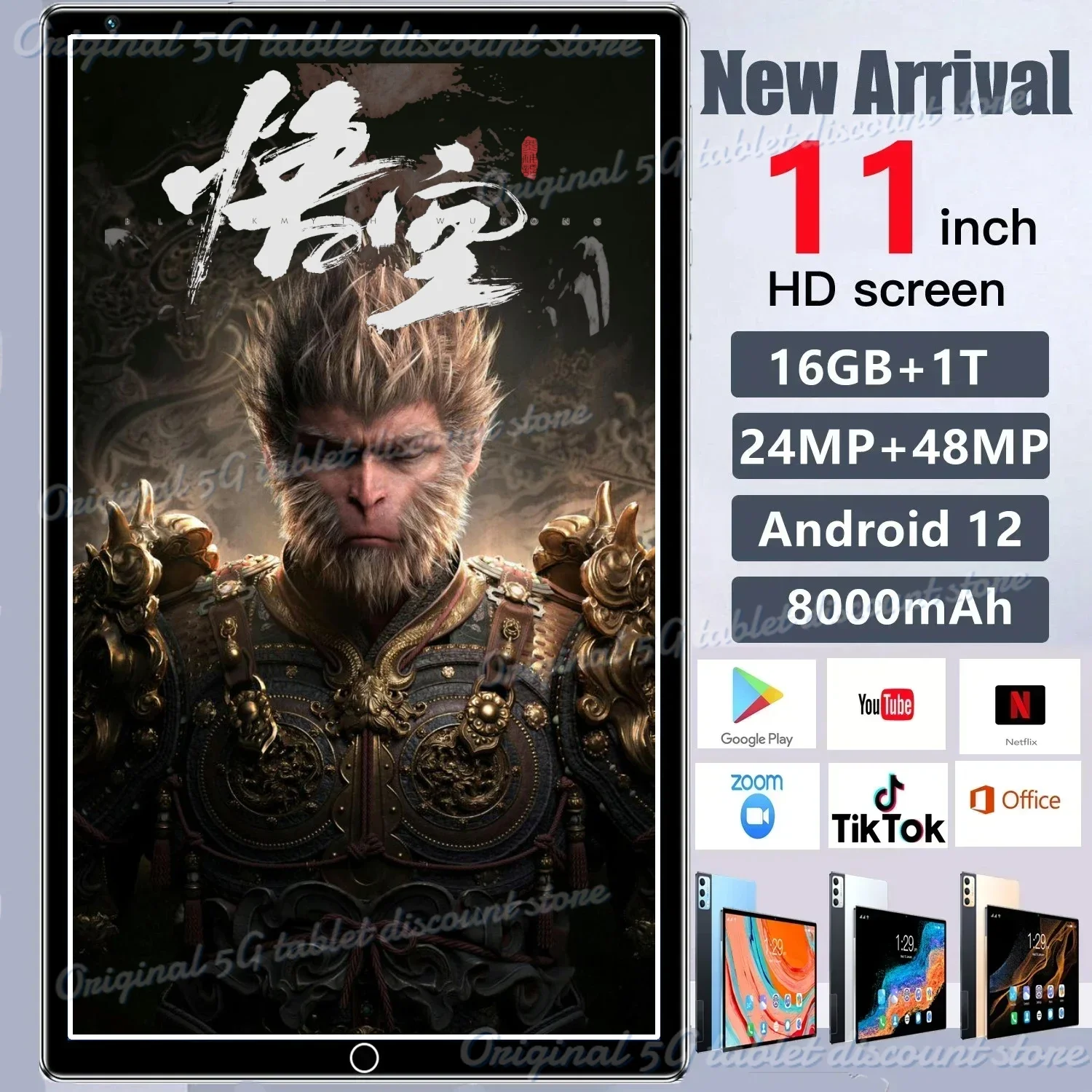 

2024 New 11 Inch Tablets Android 12 Deca Core 16GB 1TB Dual 5G/4G LTE Phone Call Bluetooth WiFi WPS Tablet PC Global Version X11