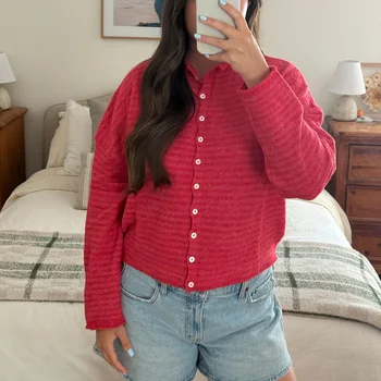 Women’s Striped Button Cardigan Sweater 6 Womens Striped Cardigan Sweater Casual Crew Neck Open Front Button Down Long Sleeve Knit Sweaters Winter Fall Outerwear 6