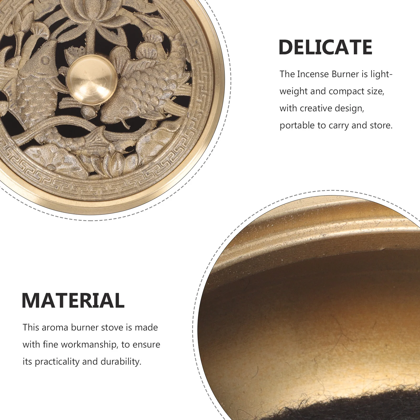 

Brass Censer Incense Burner Elegant Vintage Style Small Brass Aromatherapy Stove Decorative Home Desktop Incense Burner