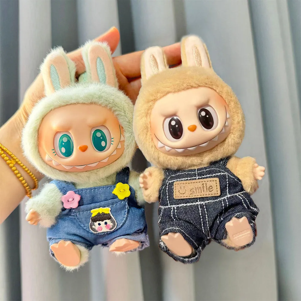 17cm Mini Plush Doll'S Clothes Outfit Accessories For Korea Kpop Exo Labubu Idol Sunflower buckle overalls Clothing Gift