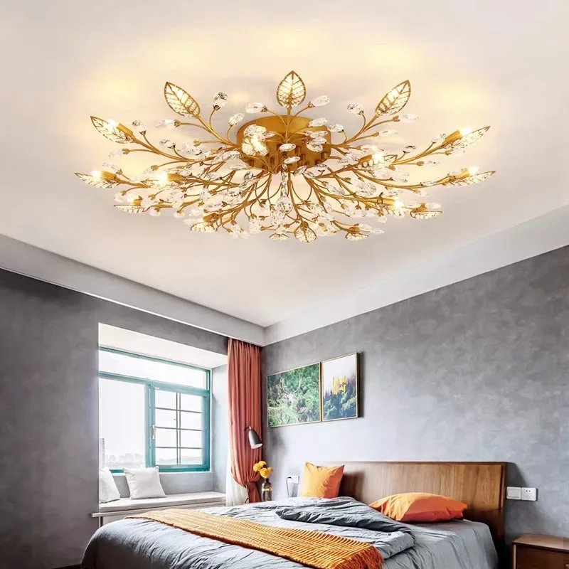 Modern Leaves Crystal Ceiling Lamp Lustre For Living Room Bedroom Kitchen Indoor Lighting LED Fixture ceiling light