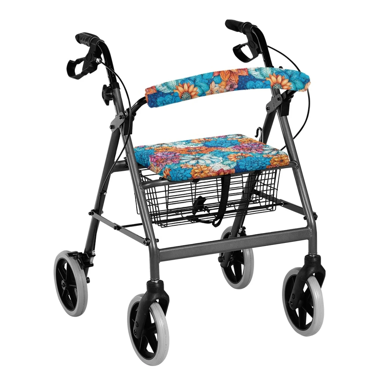 Coloranimal Datura Flowers 2 Pcs Rollator Seat Backrest Covers Polyester Fabric Rollator Walker Seat Back Cover for Ladies