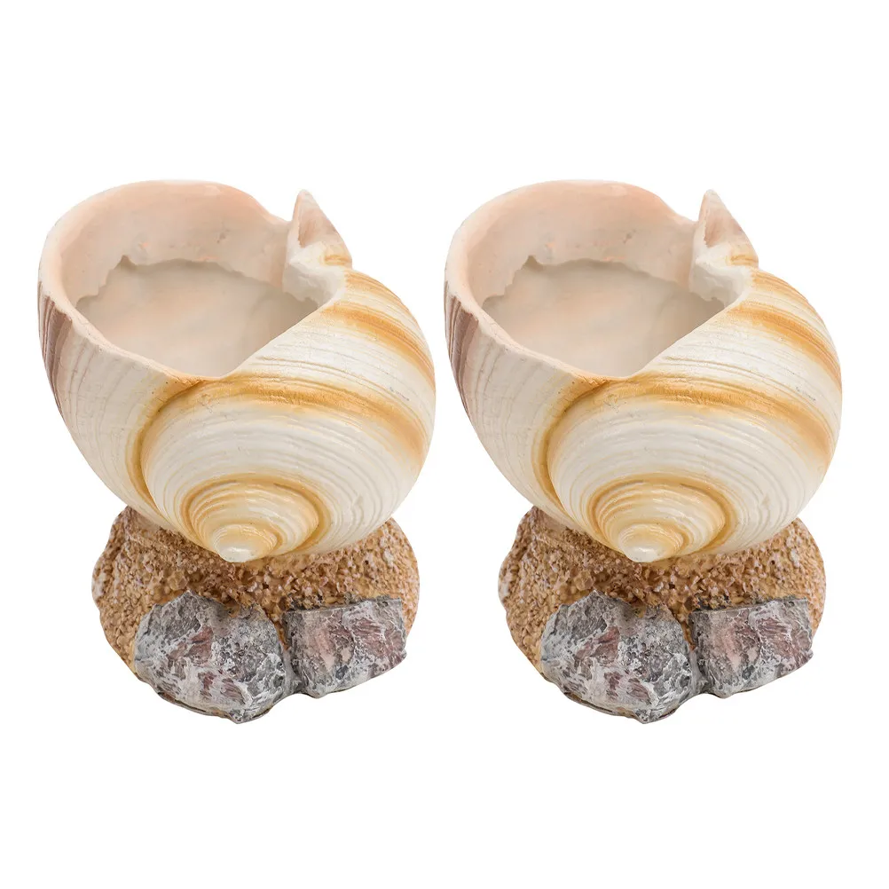 

2Pcs Small Conch Flower Pot Resin Succulent Container Cute Cartoon Planter for Indoor Outdoor Home Office Desk Balcony Garden
