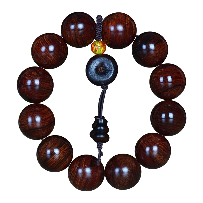 Laos Huanghuali Sinking Old Material Peace Buckle Prayer Beads Bracelet Exquisite Landscape Pattern Handcraft Jewelry Gift