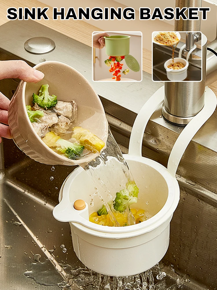 1PC Creative Sink Hanging Strainer Basket Openable Bottom Cover Quickly Drain Kitchen Garbage Filter Multifunctional Detachable image 2