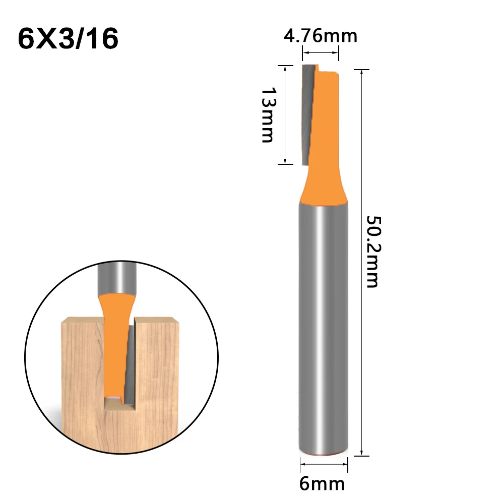 1PC 6MM Shank Milling Cutter Wood Carving Straight Bit Tungsten Carbide Single Double Flute Router Bit Wood Milling Cutter Wood