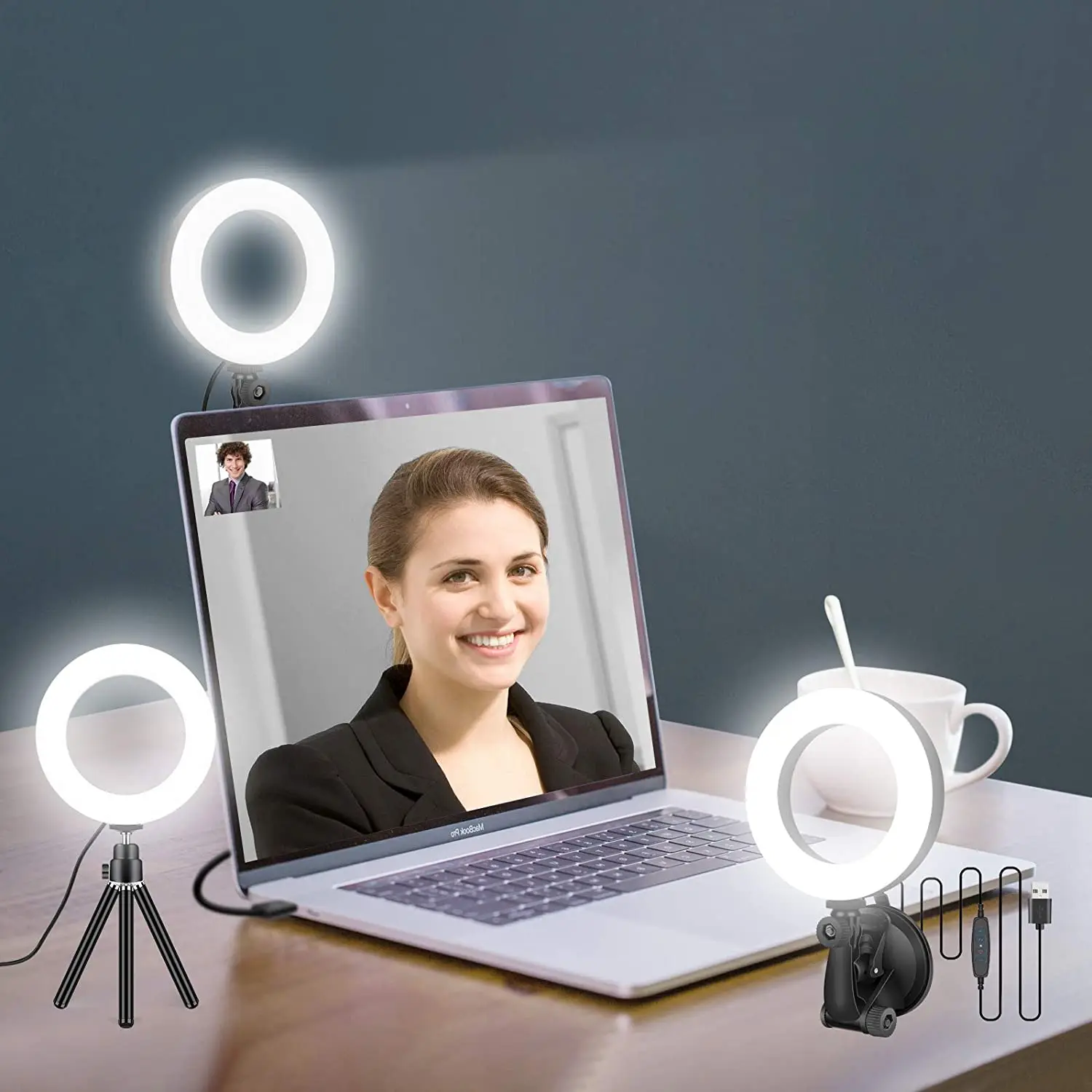 

Ring Light for Zoom Meetings, 16cm Laptop Ring Light with Tripod Stand, Ring Light with Suction Cup for Phone Computer Monitor