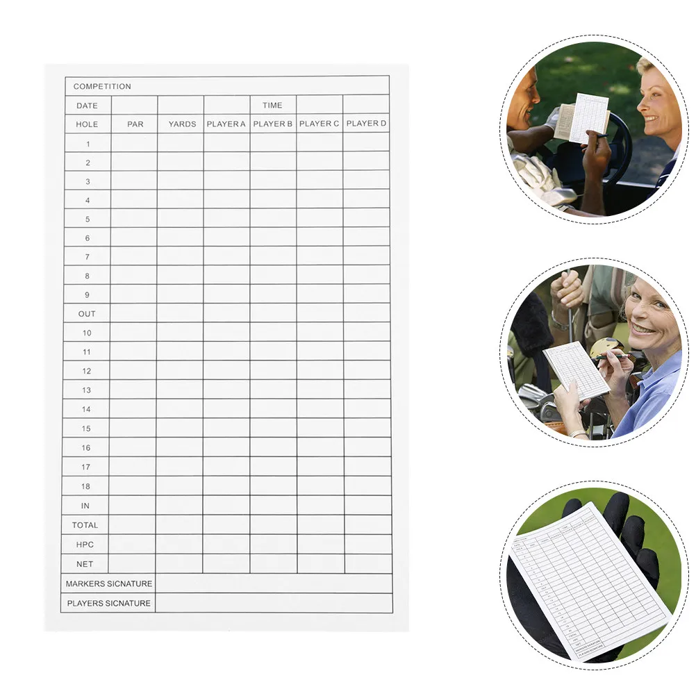 15Pcs Golf Score Record Book White Coated Paper Compact Size Score Tracking Sheet for Players Competition Use Golf Scorecard