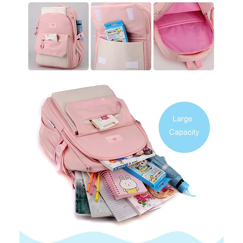 School Backpack for Girls Primary School Student Bag 8-14 Years Children Pink Bookbag Kids Satchels Teenagers Knapsack Mochila