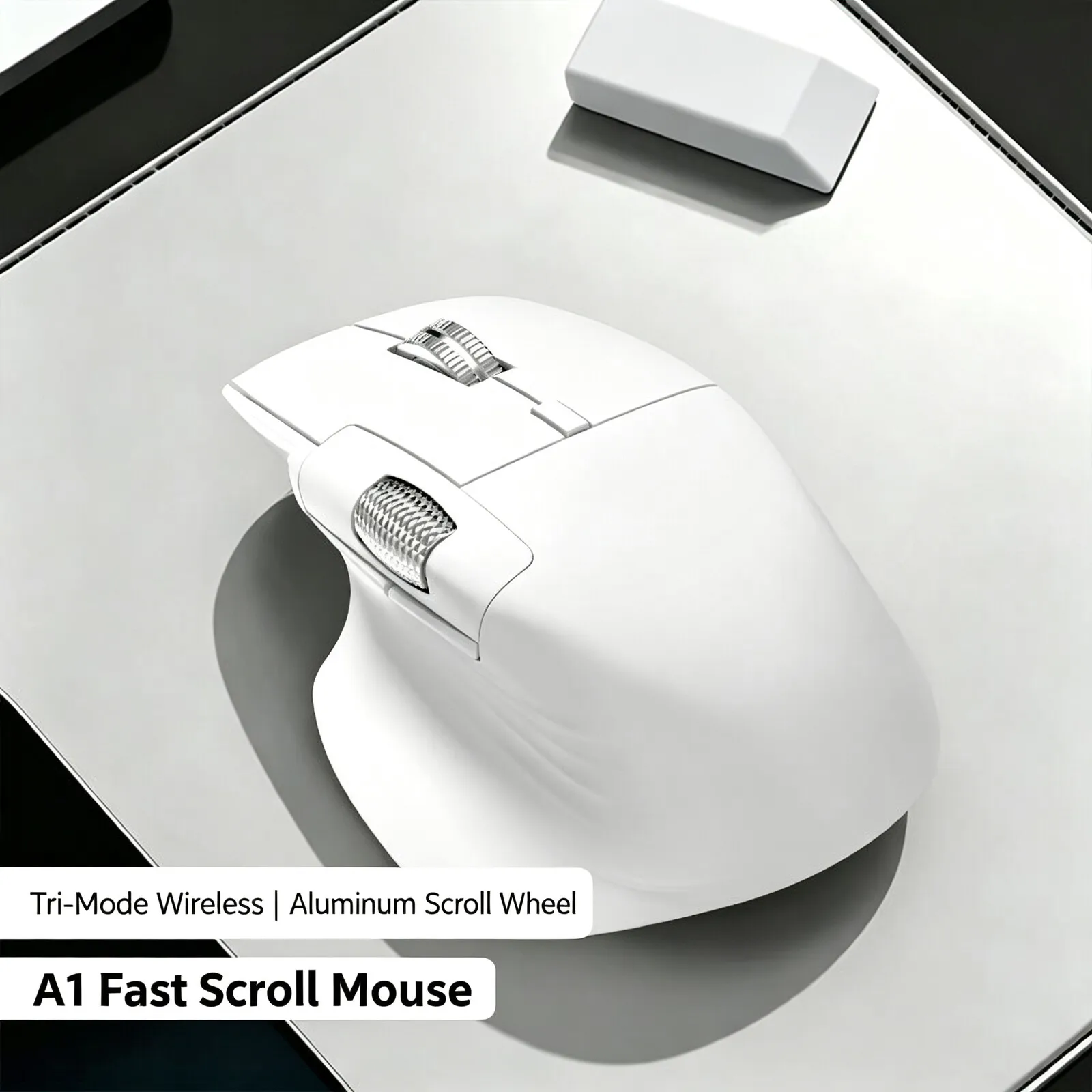 Ergonomic Tri-Mode Wireless Mouse Dual Scroll Wheel Silent Click Type-C 6 DPI Programmable Bluetooth Mice For Laptop Office Work