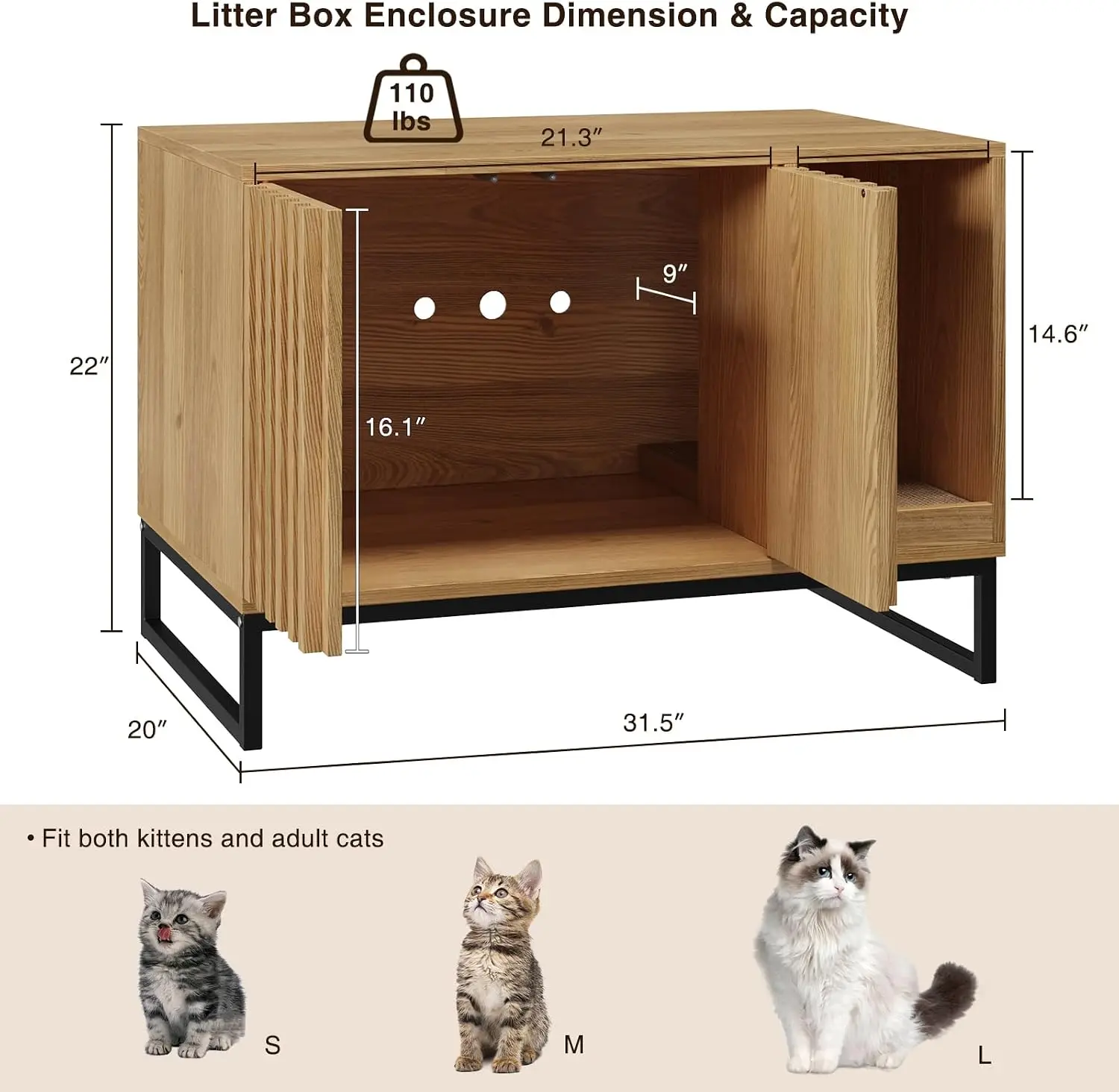 Hidden Modern Cat Litter Box Enclosure Furniture Scratch Pad Cat Washroom House End Table Entryway Bench Livingroom Natural