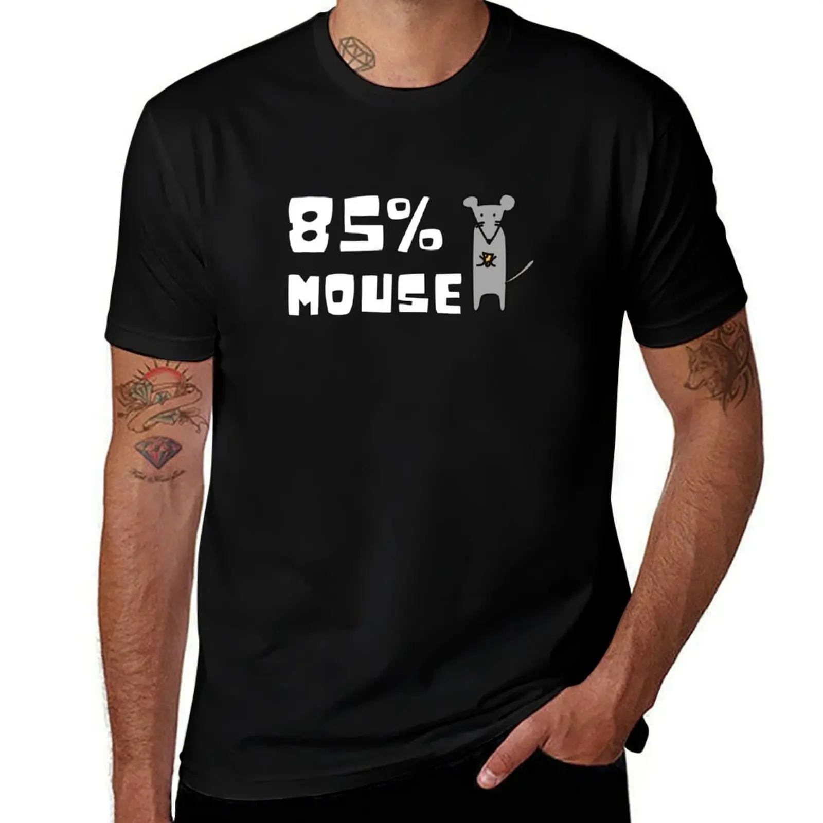 85% Mouse Funny Genetics T-Shirt sweat boys animal print black t-shirts for men