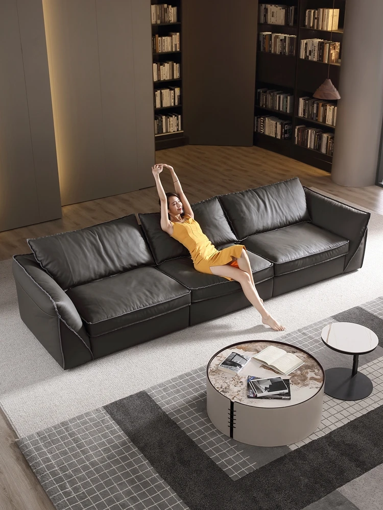 Modular leather sofa, modern European design apartment