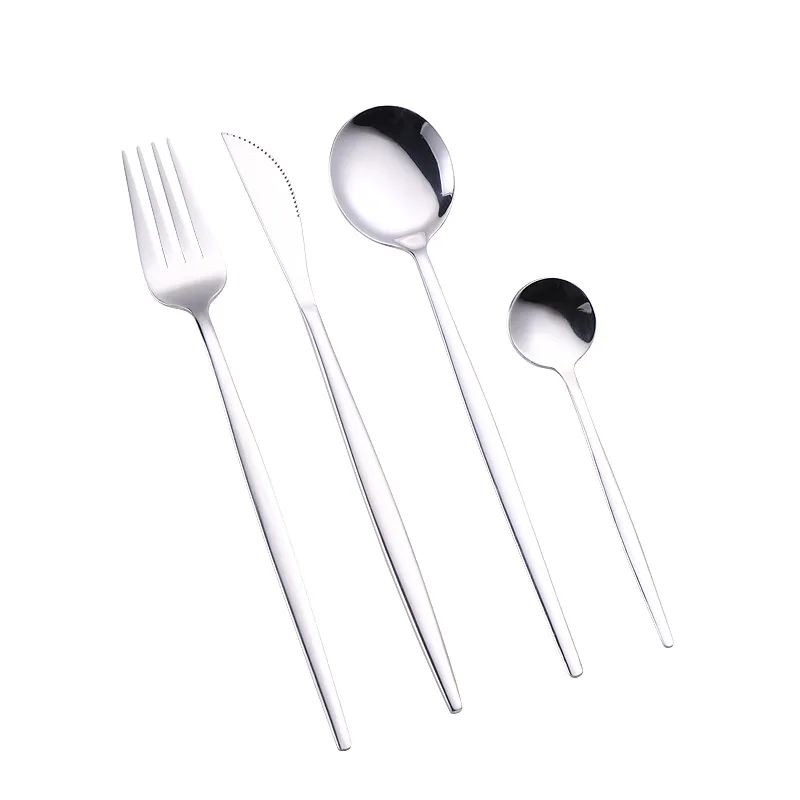 Stainless Steel Western Cutlery Set, Steak Knife, Fork and Spoon Set, Flat Kitchen Tableware, High Quality Tableware