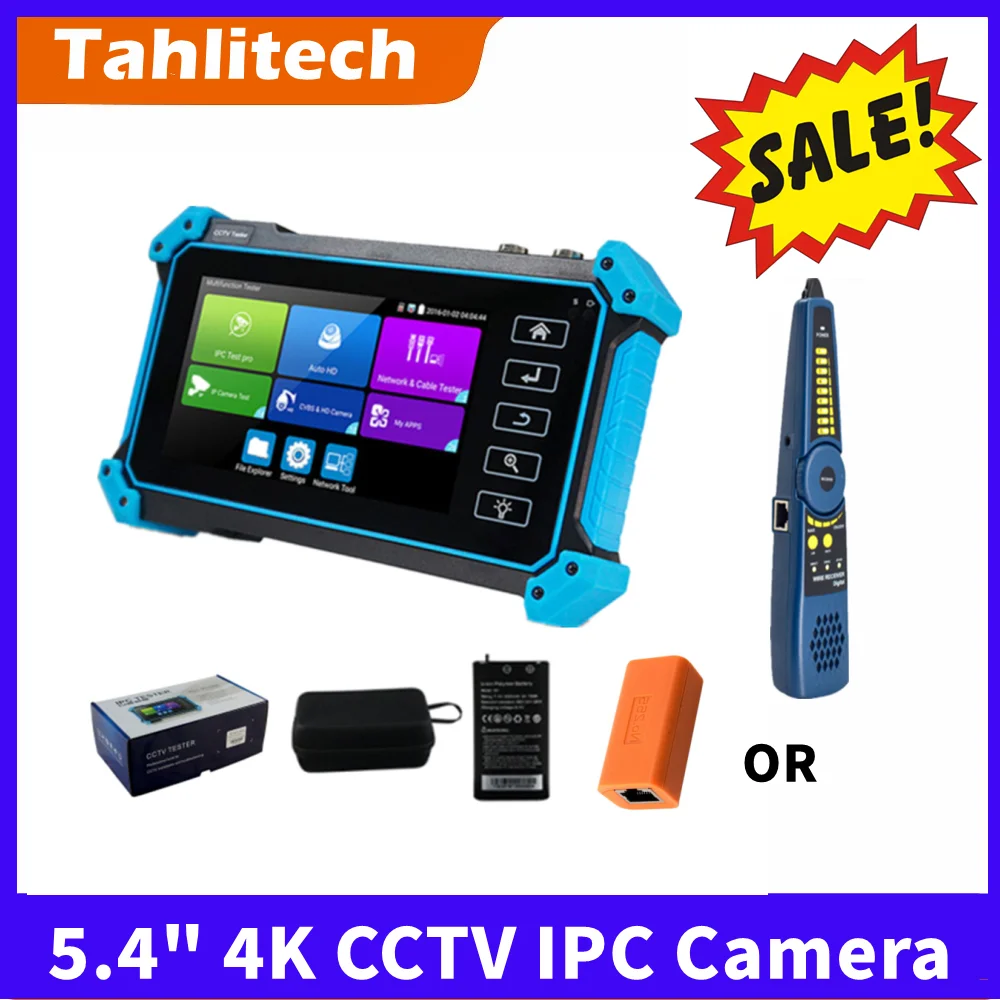 

Cctv Tester 5.4" 4k IPC Full 8MP IP CVI TVI AHD SDI Analog 6 In 1 Hd Tester-monitor Vga & 4k HDMI Input Cable Tracer Power In