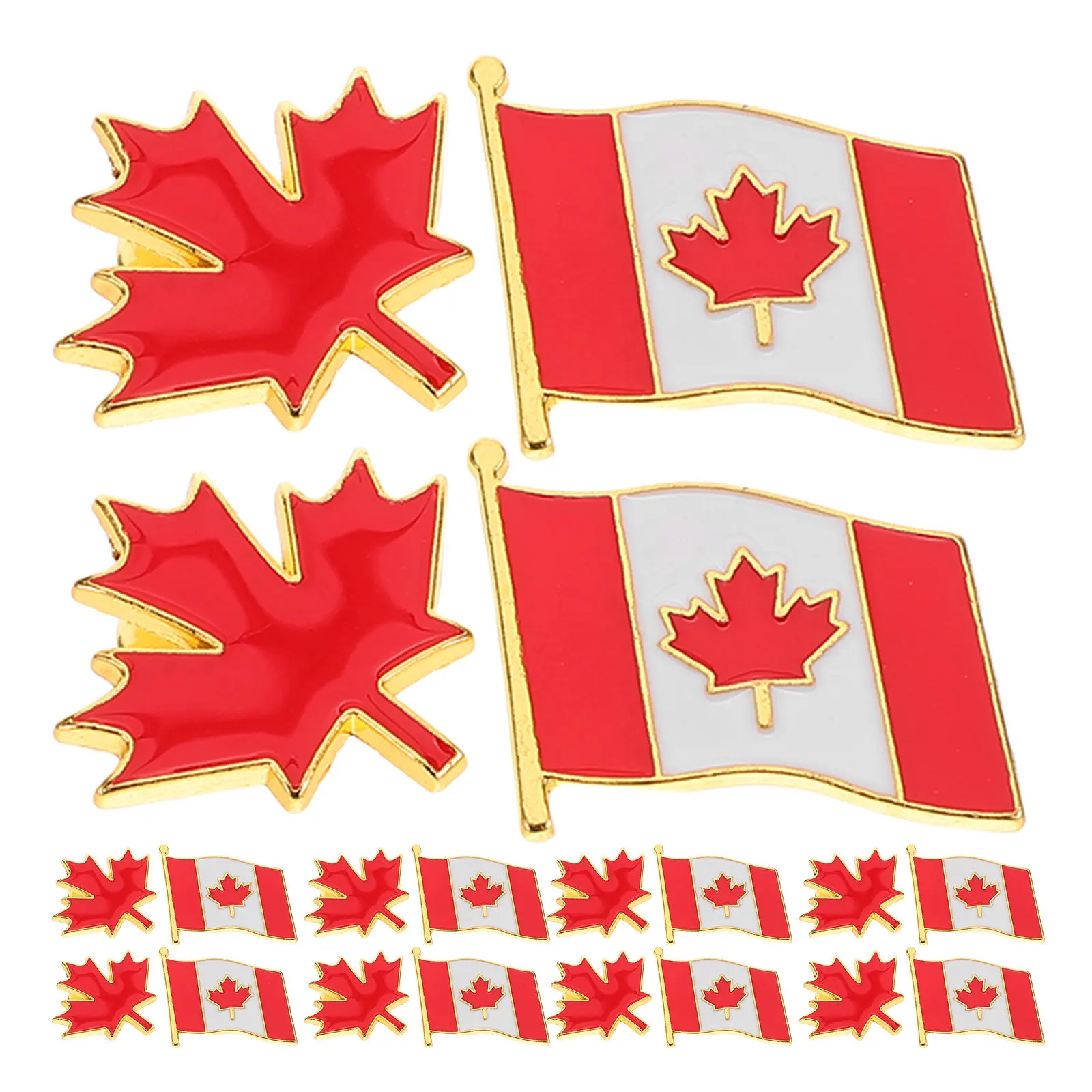 1Set Patriotic Canadian Flag Brooch Maple Leaf Shape Metal Lapel Pin Enamel Finish Versatile Accessory for Outfits Canada Day