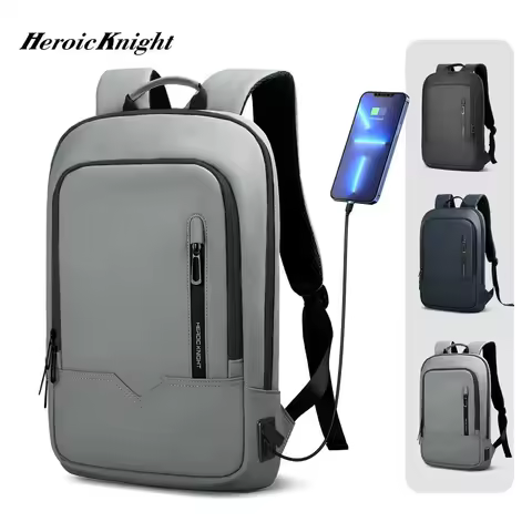 Heroic Knight Backpack for 14" laptop Thin Men Multifunctional Business Backpack Waterproof USB Charging Work Travel Backpack