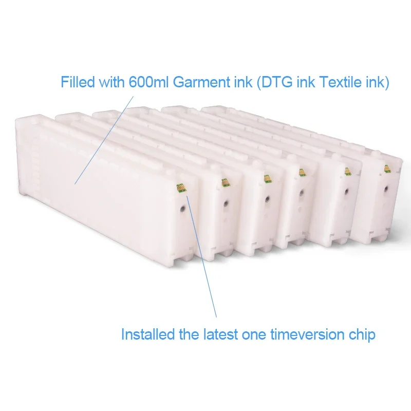 For Epson SureColor F2000 F2100 F2150 F2160 T7251-T7254 T725A T7251 Compatible Ink Cartridge Filled With DTG Ink 600ML/PC