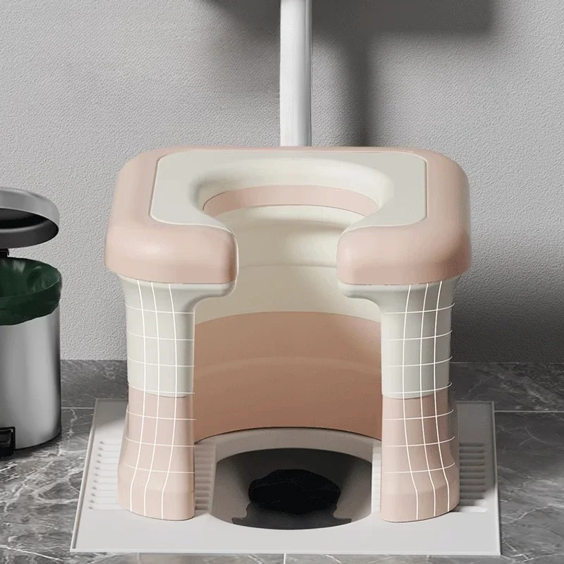 Portable Commode Chair for Home Use Adjustable Height Toilet Stool Aid, Folding Bathroom Step Stool Squatting Support Seat Frame