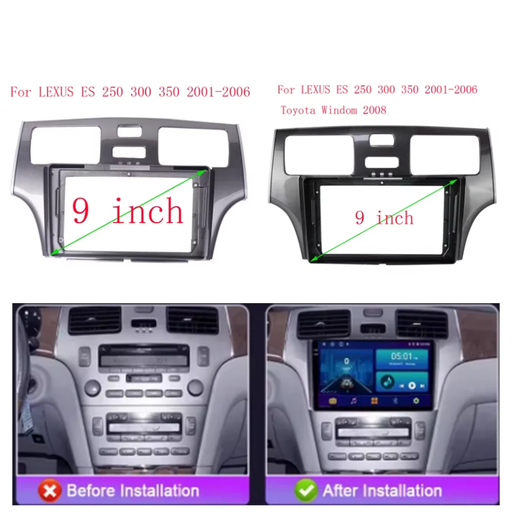

9 Inch Car Frame Fascia Adapter For Lexus ES ES300 ES250 ES330 XV3 Toyota Windom Android Fitting Panel Kit