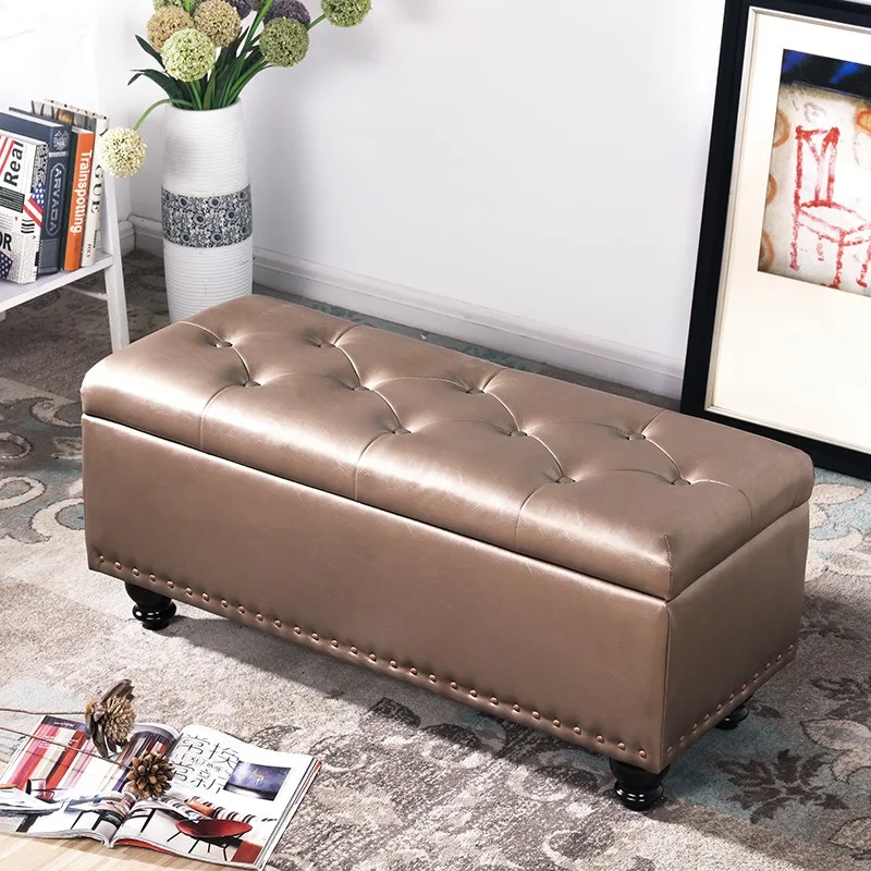 Clothing store, multi-purpose shoe stool, oil wax leather fabric shoe stool