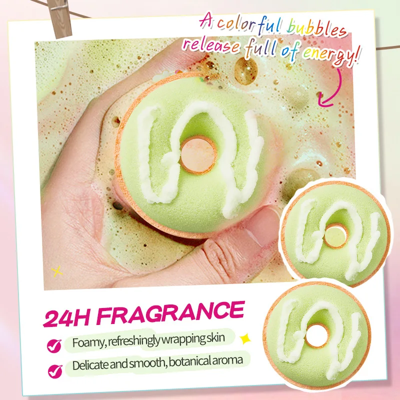 Schaumbad Bomben Körper Stress Relief Peeling Feuchtigkeitsspendende Düfte Donut Aromatherapie SPA Salz Ball Hautpflege 100g