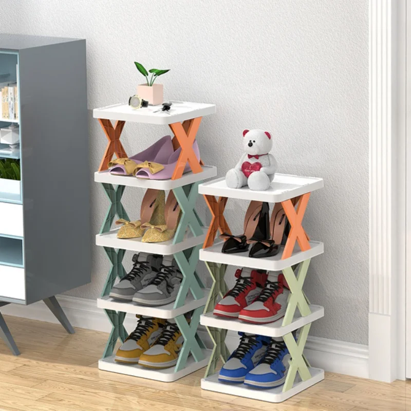 1 Set Stackable Shoerack Multi Layer Shoe Cabinet Porch Shoes Organizer Wall Corner Shoes Shelf Use Space Storage Supplies