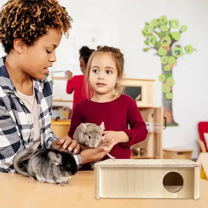 Multi-chamber Hamster House Maze Rectangle 2-Chamber Hamster Hideout Wooden House Small Animal Tunnel Toys Chamber-Maze Hamster