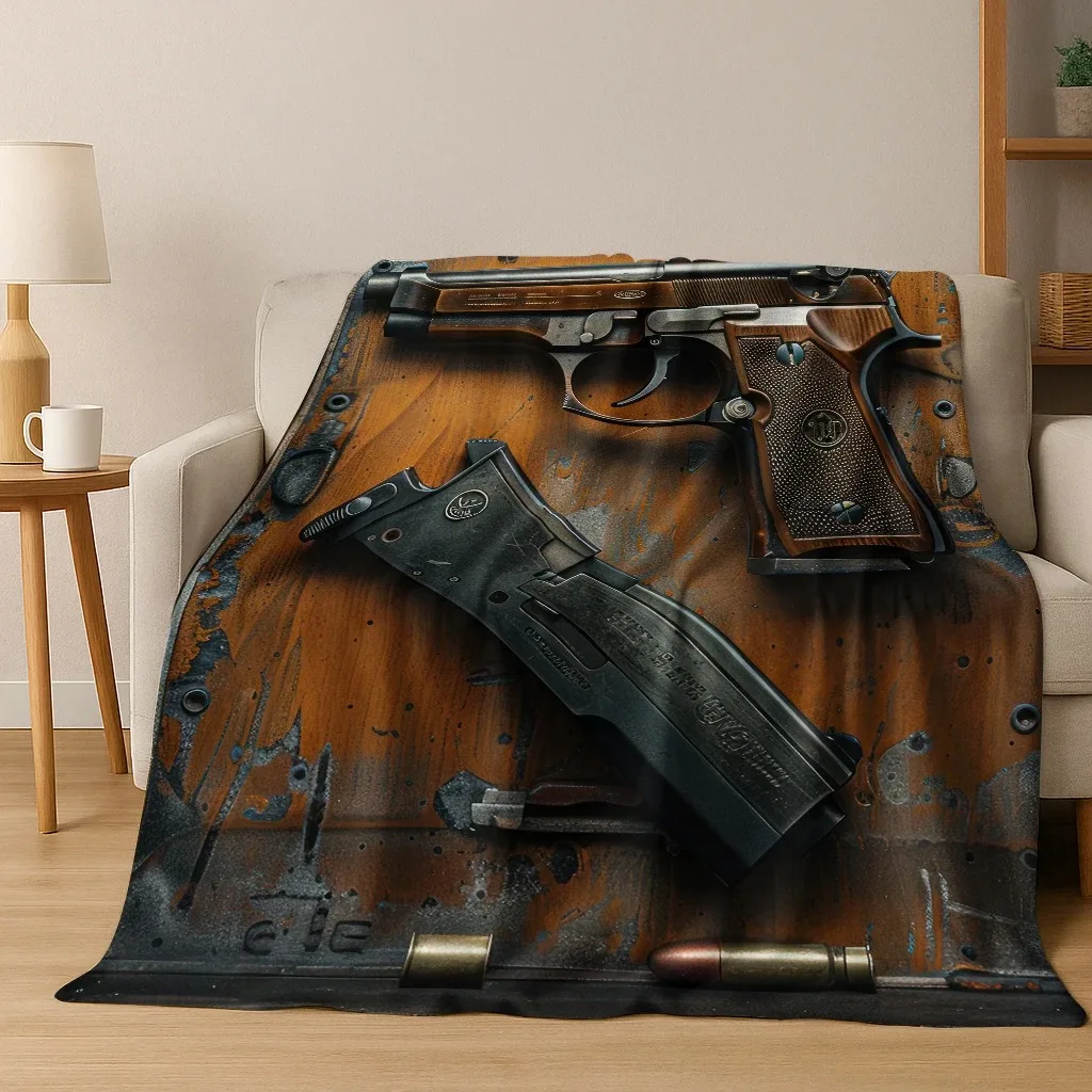 Wood Metal Gun Case Box Military Equipment Flannel Blanket,Cozy Soft Throw Blanket for Home Bedroom Bed Sofa Cover Gift