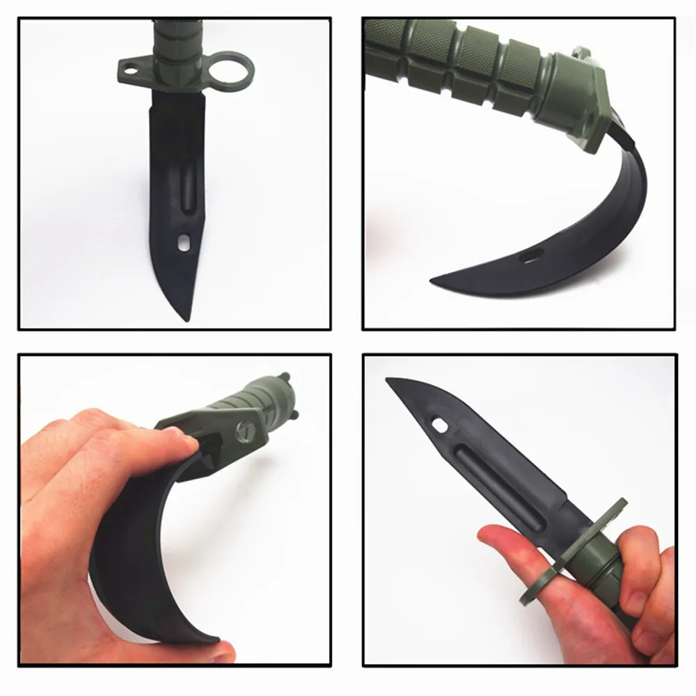 2pcs  Rubber Knife Outdoor Military Training Foldable   Plastic Knife With Scabbard for Combat game