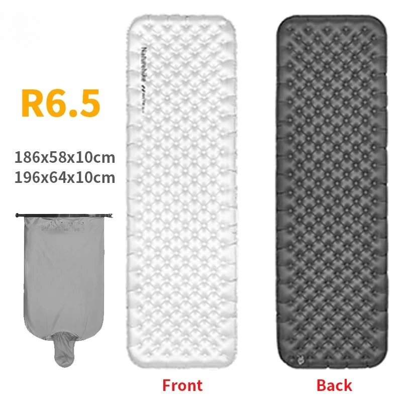 R6.5 Inflatable Mat 10cm Thicken 20D Nylon TPU Ultralight Camping Tent Air Bed Warm Outdoor Hiking Sleeping Pad Bag